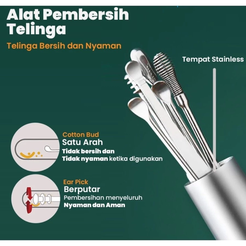 Product image KAHASIL - Korek Kuping Alat Pembersih Telinga Set isi 6 Ear Wax Picker Stainless Steel SR005 6IN1 all variant